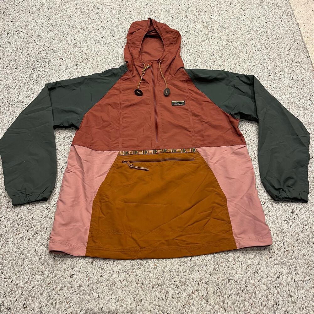 LL Bean Mountain Classic Anorak Jacket L Colorblock Granola Gorpcore Outdoor